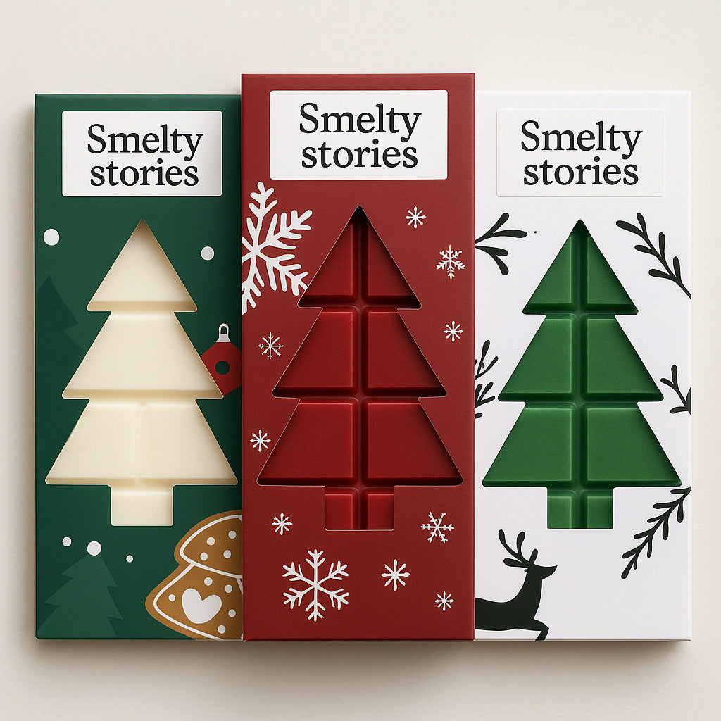 Χριστουγεννιάτικη wax melt μπάρα σε γιορτινή συσκευασία.